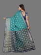 Green & Gold-Toned Woven Design Zari Art Silk Half and Half Banarasi Saree