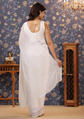 White Striped Sequined Embroidered Poly Georgette Saree