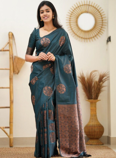 Ethnic Motifs Zari Kanjeevaram Saree