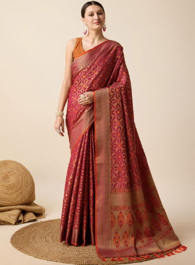 Ethnic Motifs Zari Art Silk Patola Saree