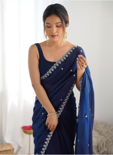 Embellished Sequinned Tissue Designer Saree