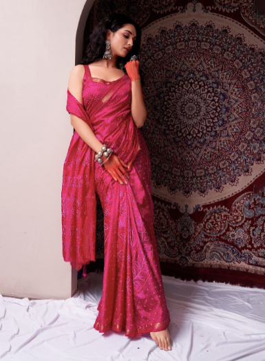 Bandhani Zari Art Silk Bandhani Saree