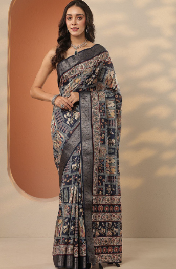 Ethnic Motifs Silk Blend Handloom Saree