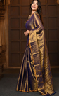 Copper-toned saree Solid saree with no border border