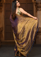 Copper-toned saree Solid saree with no border border