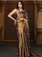 Copper-toned saree Solid saree with no border border