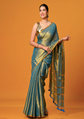 Blue and orange saree Solid saree with no border border