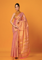 Pink and gold-toned saree