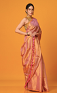 Pink and gold-toned saree