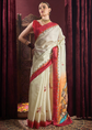 Kalamkari printed saree with solid border border