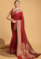 Red and gold-toned banarasi saree