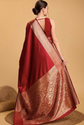 Red and gold-toned banarasi saree
