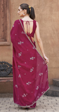 Floral Printed Satin Saree with Embellished Lace Border