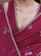 Floral Printed Satin Saree with Embellished Lace Border