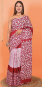 Batik Printed Pure Cotton Saree With Blouse