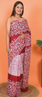 Batik Printed Pure Cotton Saree With Blouse