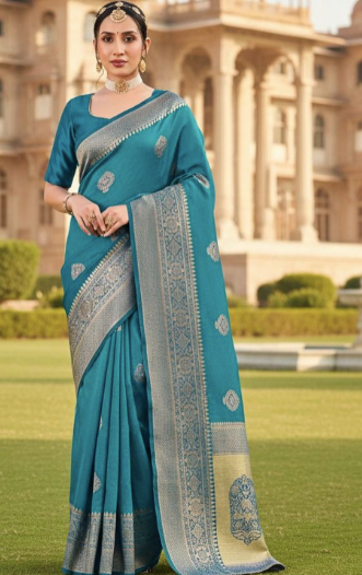 Ethnic Motifs Woven Design Zari Kanjeevaram Saree