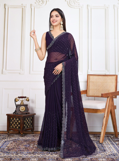 Embellished Saree With Blouse Piece