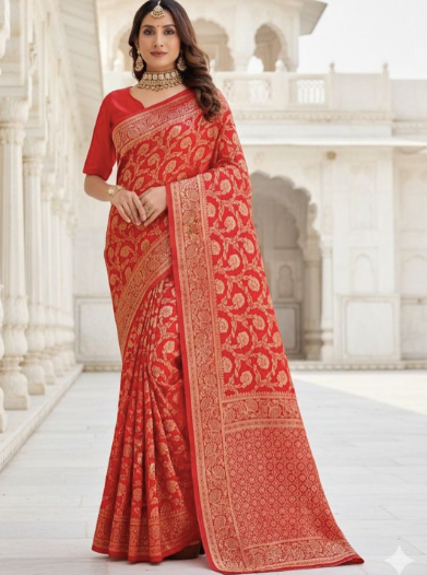 Ethnic Motifs Zari Heavy Work Banarasi Saree