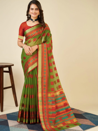 Zari Saree with a woven design border