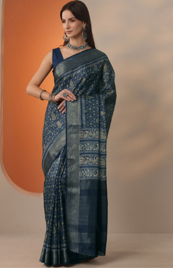 Woven Design Zari Silk Blend Handloom Saree
