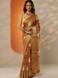 Geomteric Printed Woven Design Zari Saree