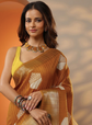 Geomteric Printed Woven Design Zari Saree