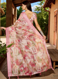 Abstract printed saree with solid border border