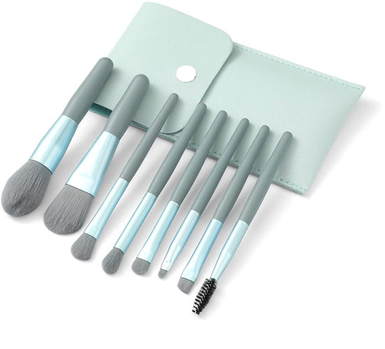 2 X URBANMAC Makeup Brush Set 8PCS Mini With Storage (Blue Gray)