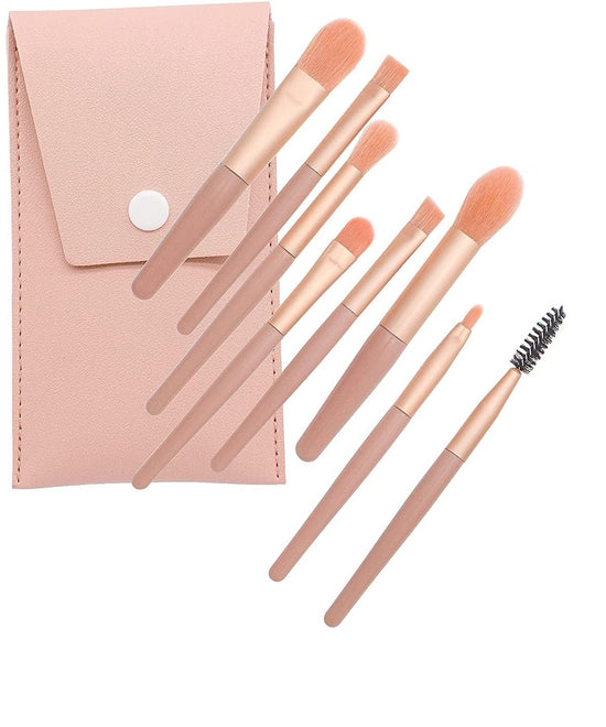 2 X URBANMAC Makeup Brush Set 8PCS Mini With Storage (Dark_peach)