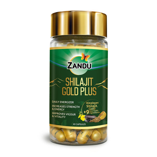 5 X Zandu Shilajit/Shilajeet Gold Plus Capsules (60 Capsules)