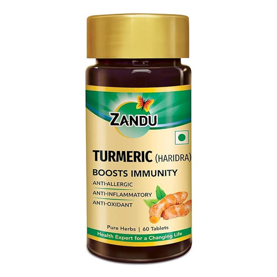 5 X Zandu Turmeric Tablets with 100% Pure Turmeric Extract for Enhanced Immunity 60 Tabs