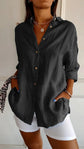Lapel Long Sleeve Shirt Women&