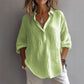 Fashion Long-sleeved Lapel Pullover Shirt Casual Loose Solid Color T-shirt Tops Women&
