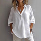 Fashion Long-sleeved Lapel Pullover Shirt Casual Loose Solid Color T-shirt Tops Women&