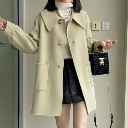 Tcraft Womens Stylish Casual Doll-Neck Wool Coat