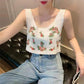 Hollow Knitted Short Inner Knitted Embroidery Sexy Small Sling Vest