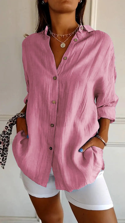 Lapel Long Sleeve Shirt Women&
