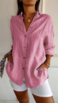 Lapel Long Sleeve Shirt Women&
