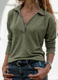 Fabric Lapel Zipper Casual Long Sleeve Women