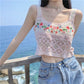 Hollow Knitted Short Inner Knitted Embroidery Sexy Small Sling Vest
