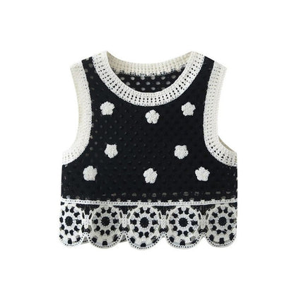 Hollow Knitted Short Inner Knitted Embroidery Sexy Small Sling Vest