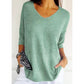 Solid Long Sleeve Sweater Slimming V-neckline Knitwear Women&