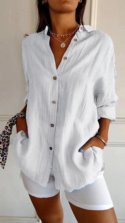 Lapel Long Sleeve Shirt Women&
