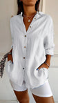 Lapel Long Sleeve Shirt Women&