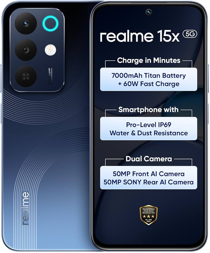 realme 15x 5G unlocked (Marine Blue, 128 GB)  (6 GB RAM)