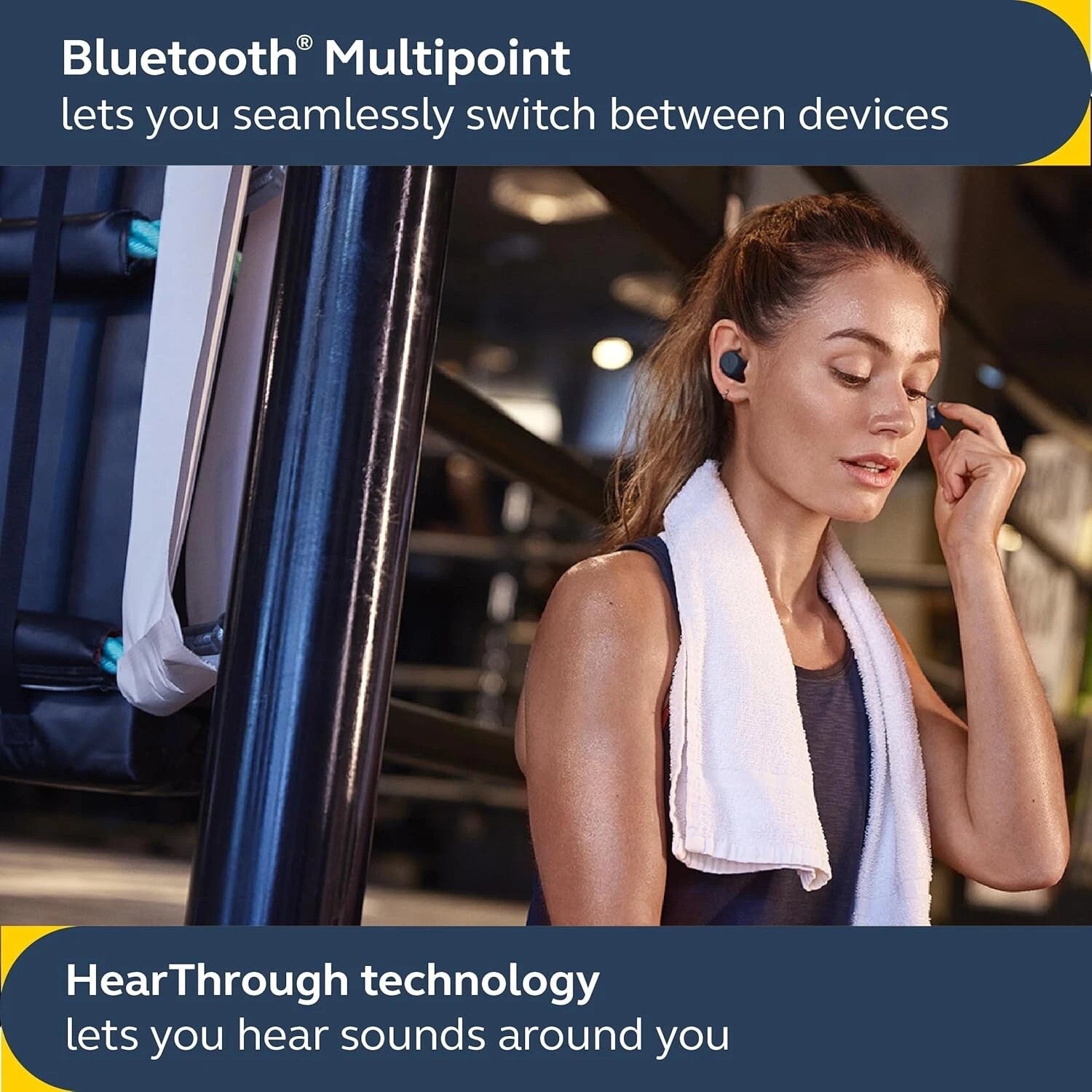 Open Box JABRA Elite 7 Active Bluetooth In-Ear Headphones ANC Wireless || Navy ||