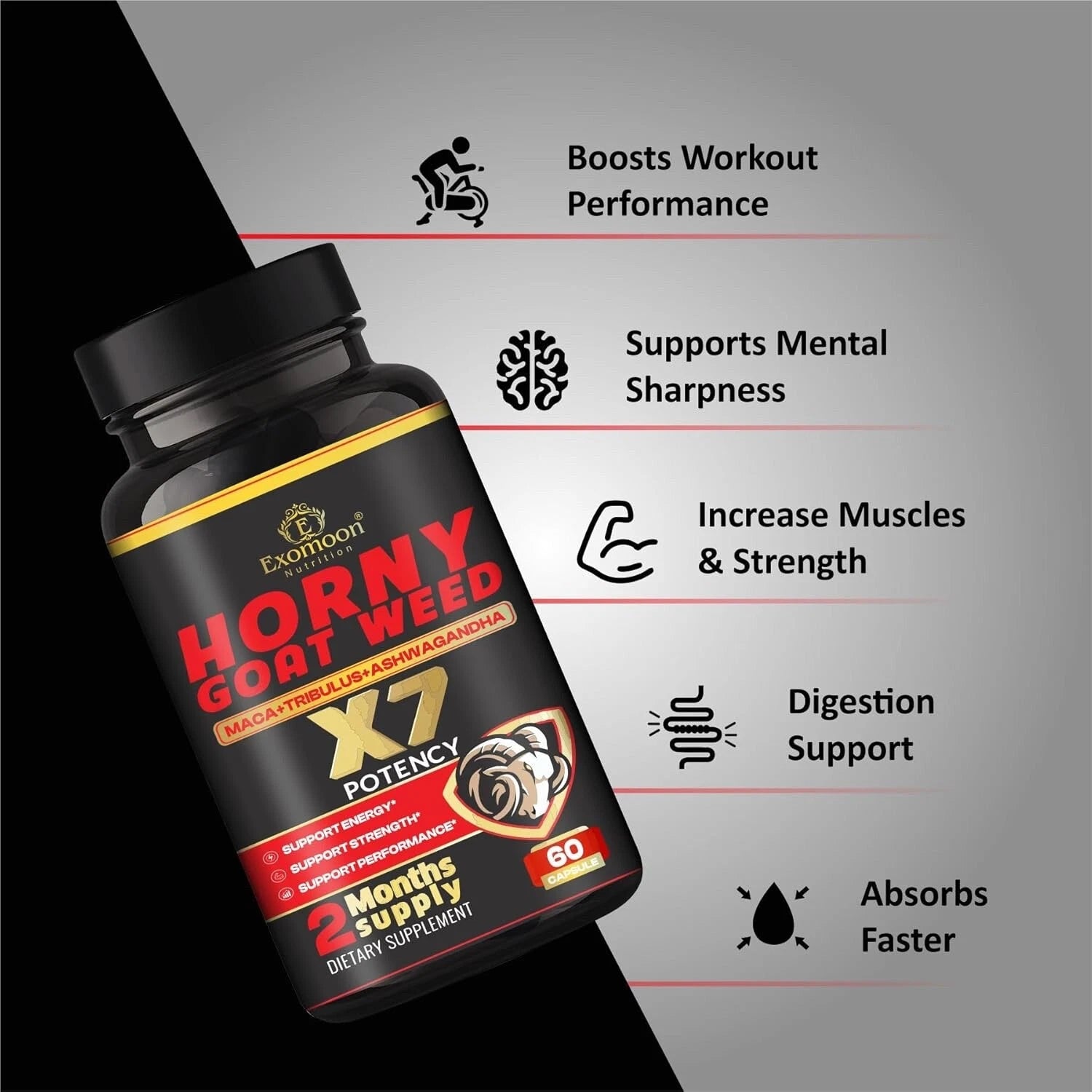 Horny Goat Weed And Longjack Tongkat With Maca,For Men