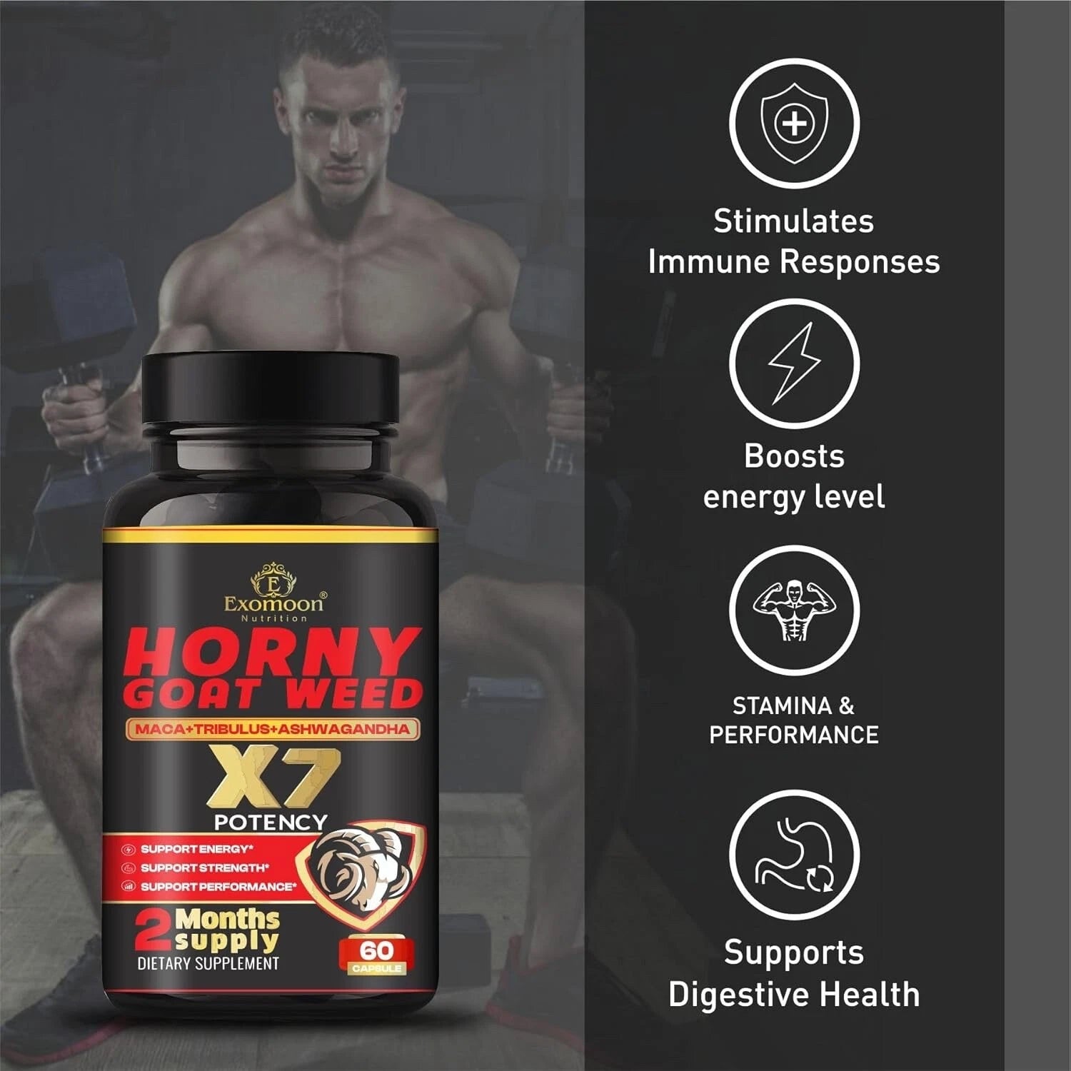 Horny Goat Weed And Longjack Tongkat With Maca,For Men